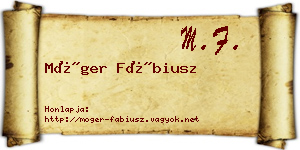 Móger Fábiusz névjegykártya